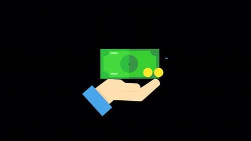 Hand Holding Money Return Arrow Flat Design Animation