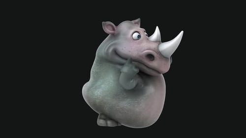 Fun 3D cartoon rhinoceros (with alpha channel)