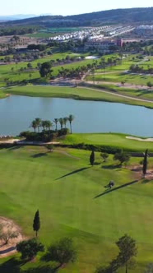 Wide Aerial View of a Luxury Green Golf Course