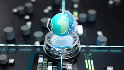 Futuristic Digital Globe on Circuit Board