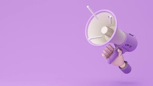 Stylized 3D Megaphone with Hand for Corporate Announcements
