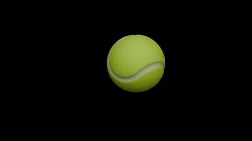 Animated Tennis Ball Spinning Loop on Black Background