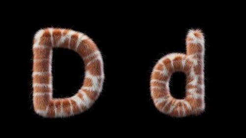 3D animation of a uppercase and lowercase Giraffe woolen letter D