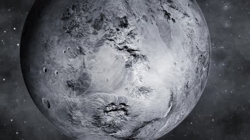 Drehender 3D-Haumea-Fiktionsplanet mit rotierendem Sichtbereich