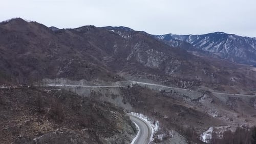 Aerial View of Mountain Bypass Road in Altai Republic