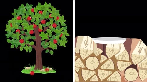 Apple Falls On The Plate Alpha Channel 4K