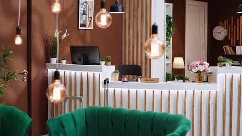 Empty Luxurious Hotel Reception Ready to Greet Guests