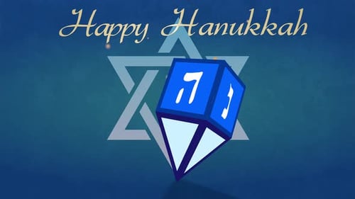 Animated Happy Hanukkah Greeting with Spinning Dreidel
