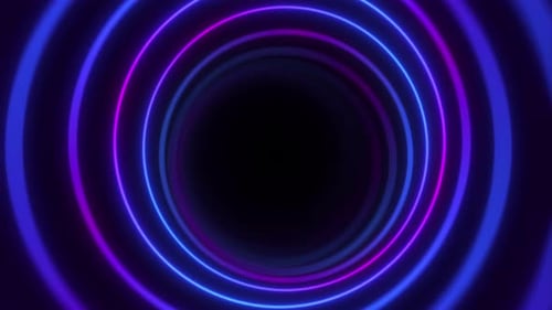 Abstract Neon Glowing Circles Tunnel Loop Background