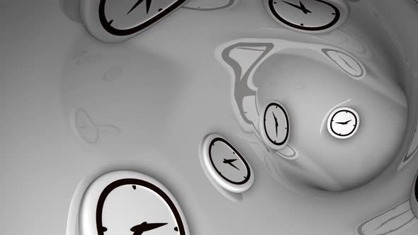 Surreal Abstract Clocks in Fluid Distortion, Backgrounds Motion ...