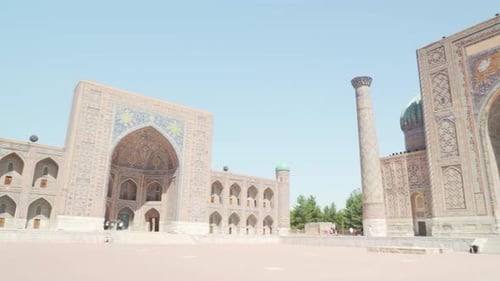 Awesome view of the Registan Square in Samarkand, Uzbekistan