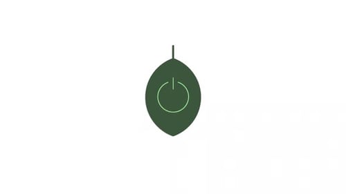 Eco Power Icon Glowing in Minimal Leaf Animation