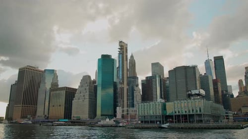Skyscrapers in New York City Against the Background of the Hudson River