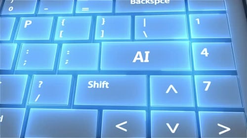 Futuristic Computer Keyboard AI Text on Key