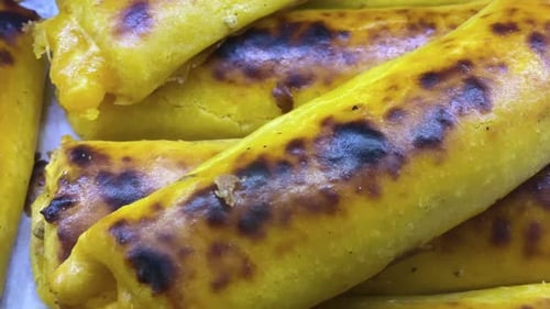 Golden Brown Pastries Displayed in a Close Up
