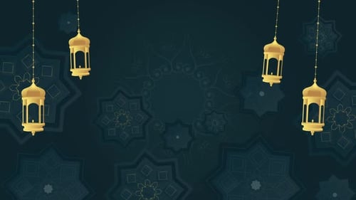 Elegant Golden Islamic Lanterns and Patterns Animated Background
