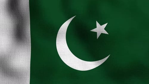 Pakistan National Flag Waving with Realistic Fabric Texture