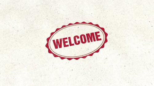 Retro Welcome Text Rubber Stamp Imprint Animation