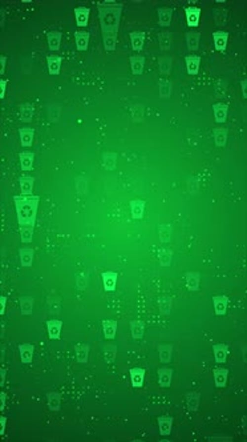 Vertical Recycle Bin Icon Technology Abstract Background Loop