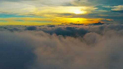 Sunrise Above The Clouds Mountain Ridge Scenic Morning Sunrise