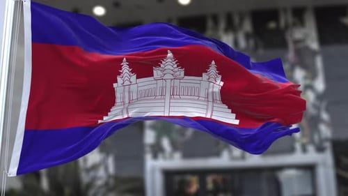 Realistic Cambodia Flag Waving Seamless Loop