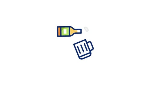 Animated Bottle Pouring into Mug Flat Design Icon