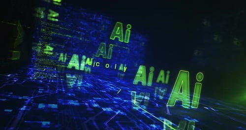 Artificial intelligence technology AI symbols loop cyber concept