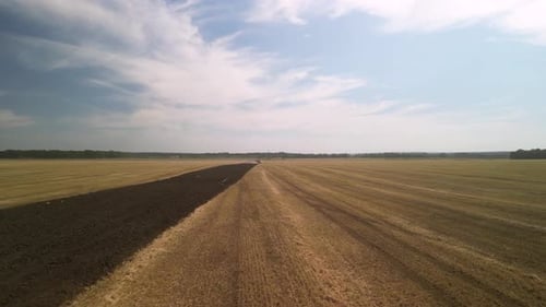 Wheat field aerial view in Ukraine