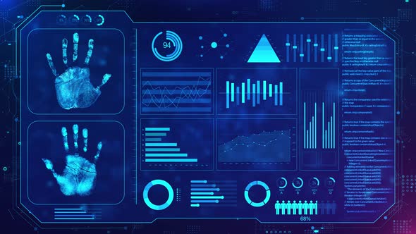 Futuristic HUD Interface with Biometric Data Analysis, Backgrounds ...
