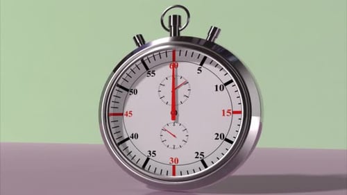 Shiny silver stopwatch measuring fast passing time intervals