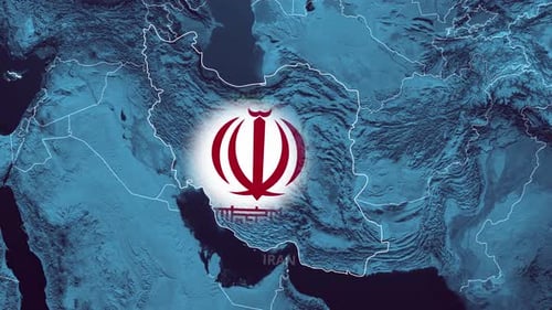 Animated Map of Iran with Flag Reveal