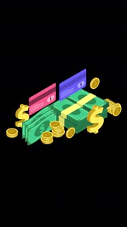 Isometric Money Dollars And Cents Vertical Alpha