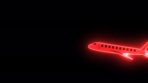 Neon Red Airplane Flying Animation
