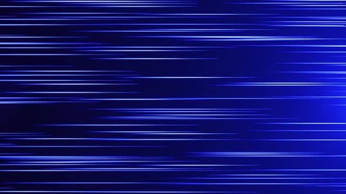 Abstract background of blue lines flowing from left to right on gradient background. Speed lines