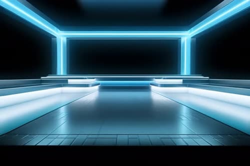 podium Futuristic showcase with platform for product displaying. Empty modern stage display