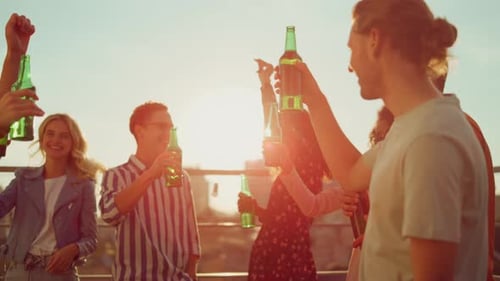 Sunset Beer Toasting Friends Party