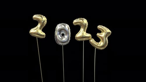 Shiny Golden and Silver 2023 and 2024 New Year Balloon Numbers