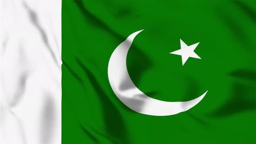 Realistic Waving Flag of Pakistan with Crescent and Star