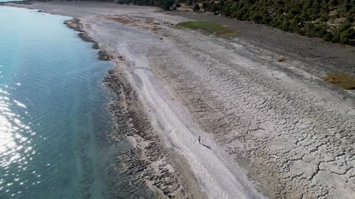 4k Aerial shot of Salda Lake in Turkiye, beautiful Turquoise water colours