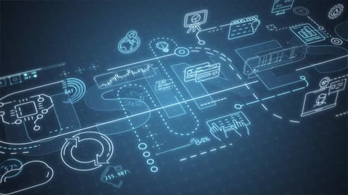 Gráfico Infográfico Animado em 3D de Operações Corporativas