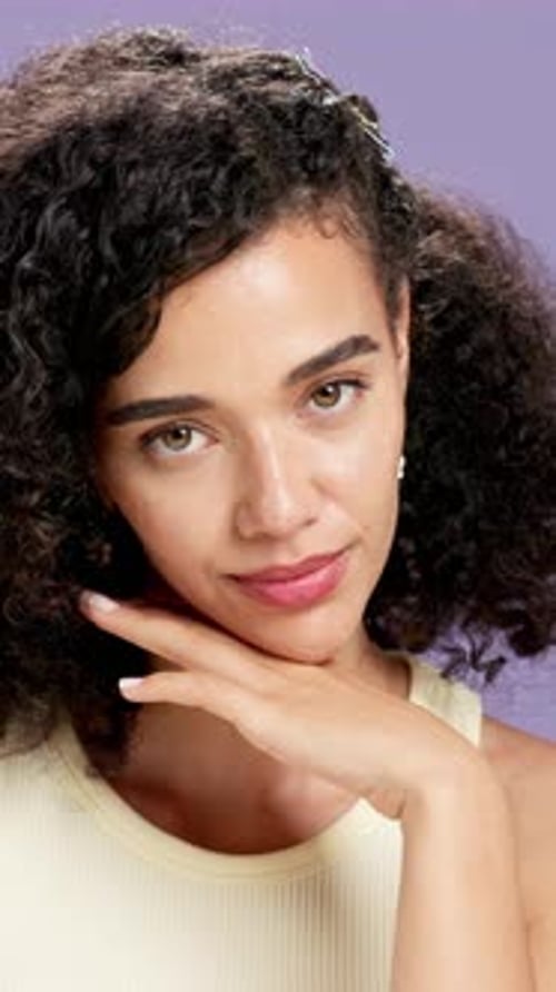 Face, skincare and glow with woman in studio for dermatology, cosmetology and touch