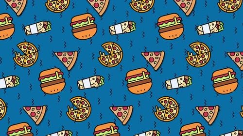 Seamless Looping Animated Fast Food Pattern Background