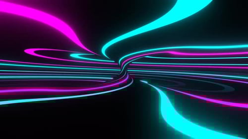 Pink And Cyan On Black Neon Circle Moving Background Vj Loop In 4K