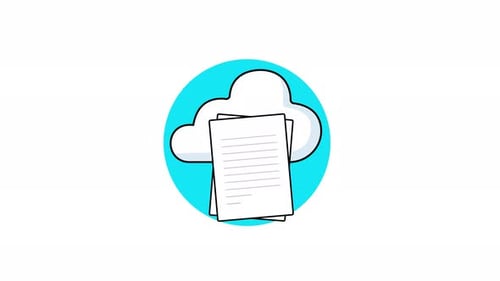 4k Cloud with Documents Animation Video
