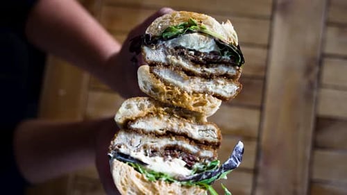 Close up of Delicious Sandwich Being Held