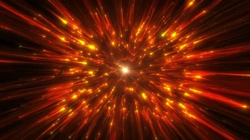 Abstract glowing futuristic tunnel made of flickering lines of particles. Seamless loop.
