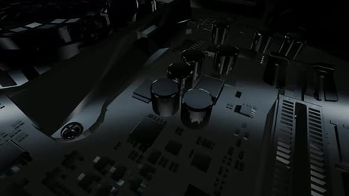 Dark Geometric Tech Circuit Board 3D Animation