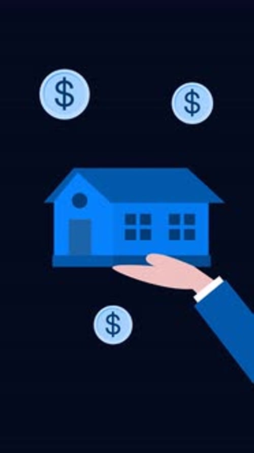 Flat Design Hand Holding House with Money Animation