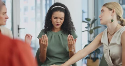 Woman Cries During a Group Therapy Session