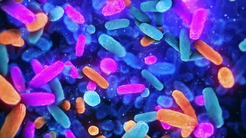 Abstract Microbes and Bacteria Cells in a Futuristic Medical Loop